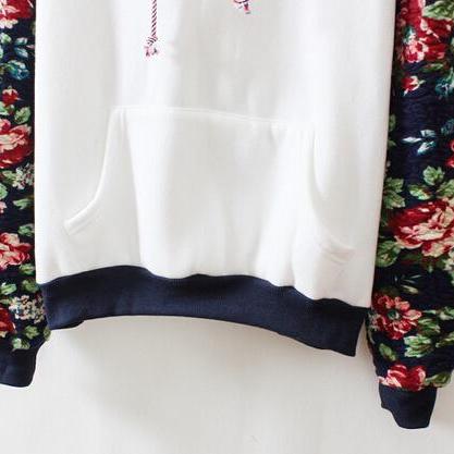 Retro Flowers Hooded Sweater