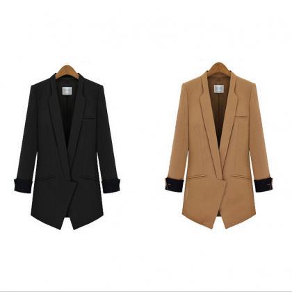 Fashion Solid Color Lapel Cardigan Jacket 6209771